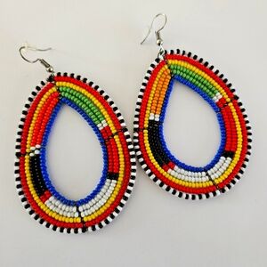 Multi-color dangly beaded African earrings